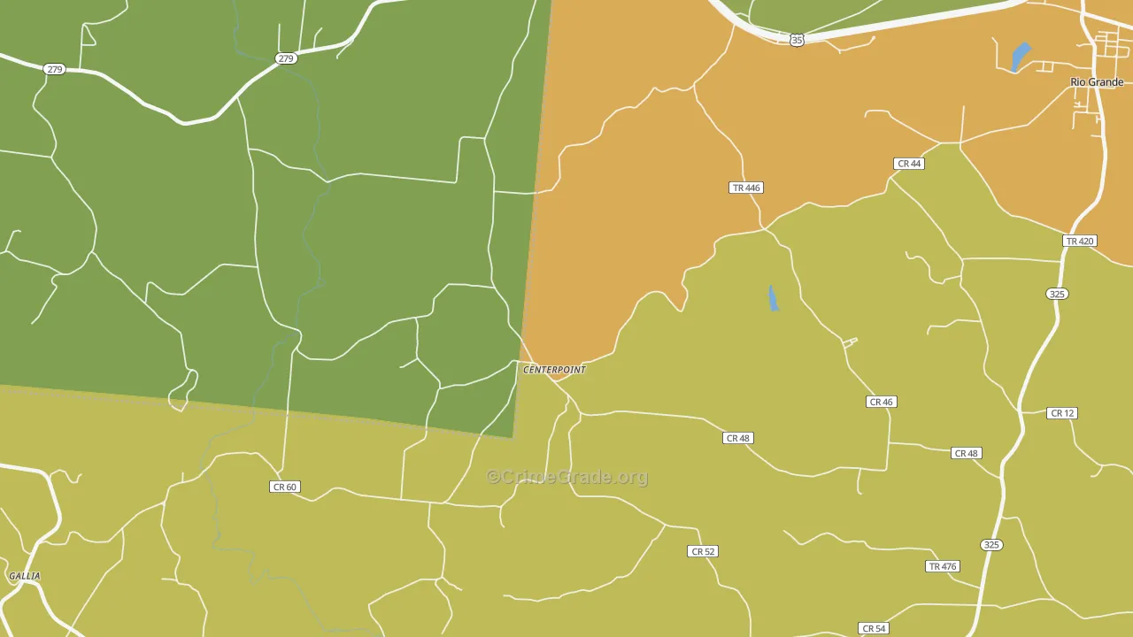 Centerpoint, OH Map of Robbery Rates