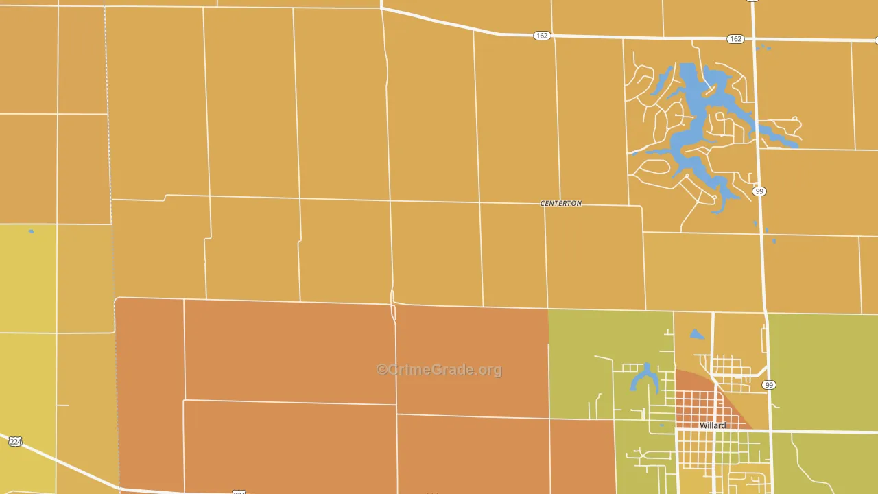 Centerton, OH Map of Robbery Rates