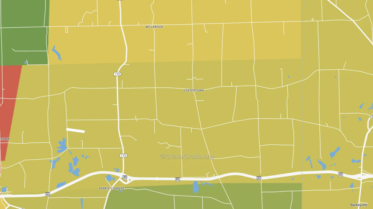 Centertown, PA Map of Robbery Rates