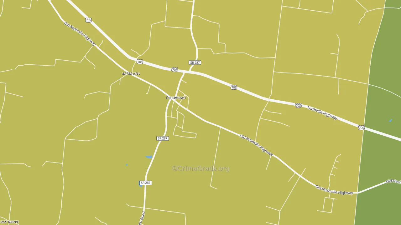 Centertown, TN Map of Robbery Rates