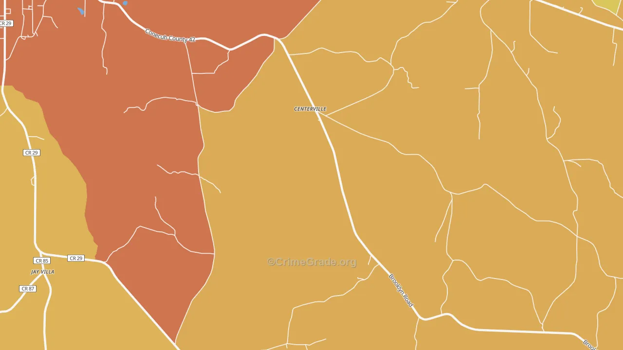 Centerville, AL Map of Robbery Rates