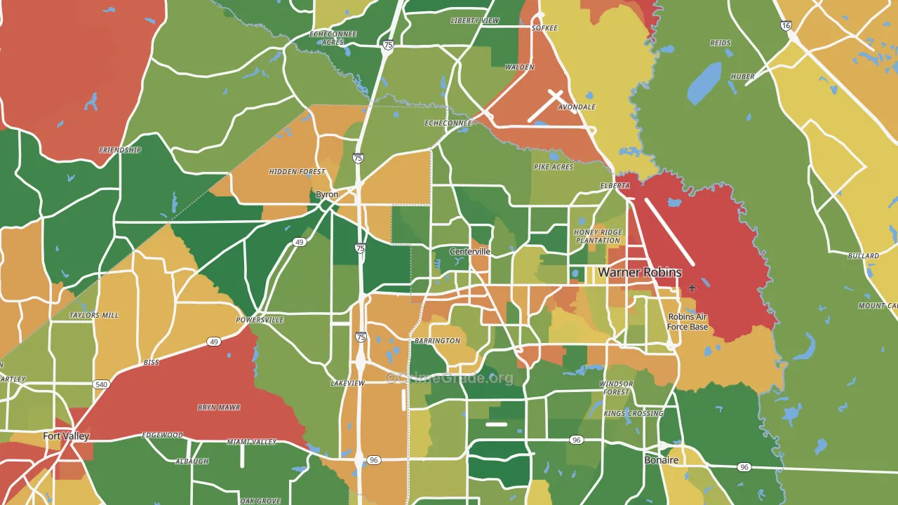 Centerville, GA Map of Robbery Rates