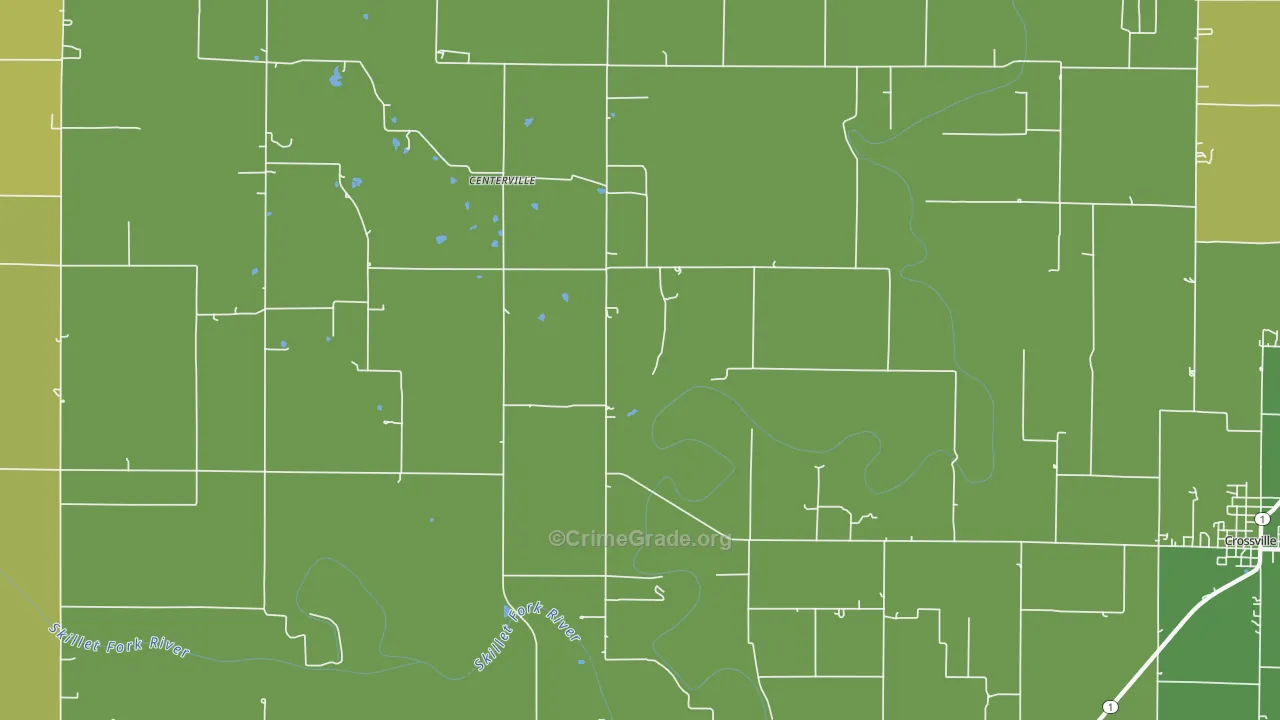 Centerville, IL Map of Robbery Rates