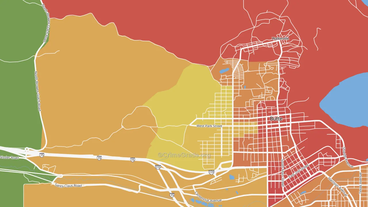 Centerville, MT Map of Robbery Rates