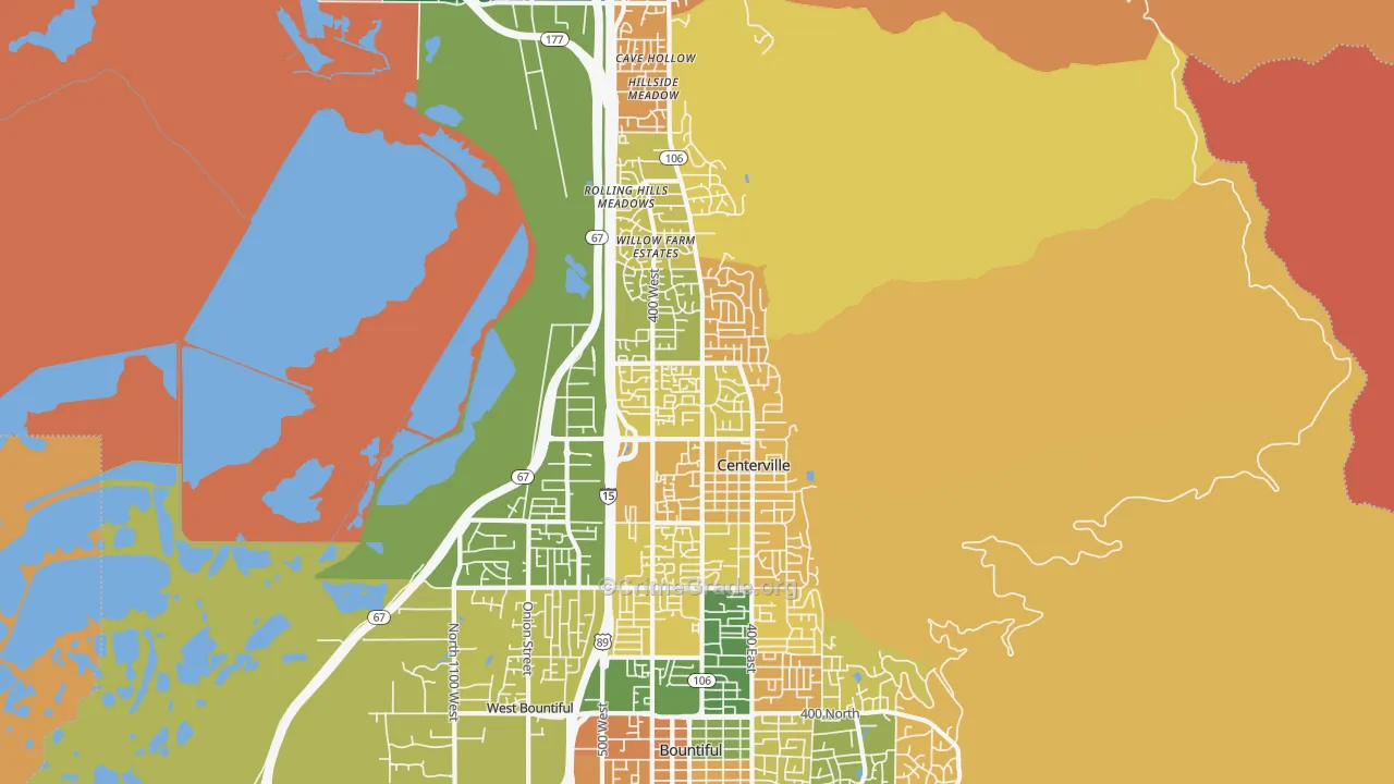 Centerville, UT Map of Robbery Rates