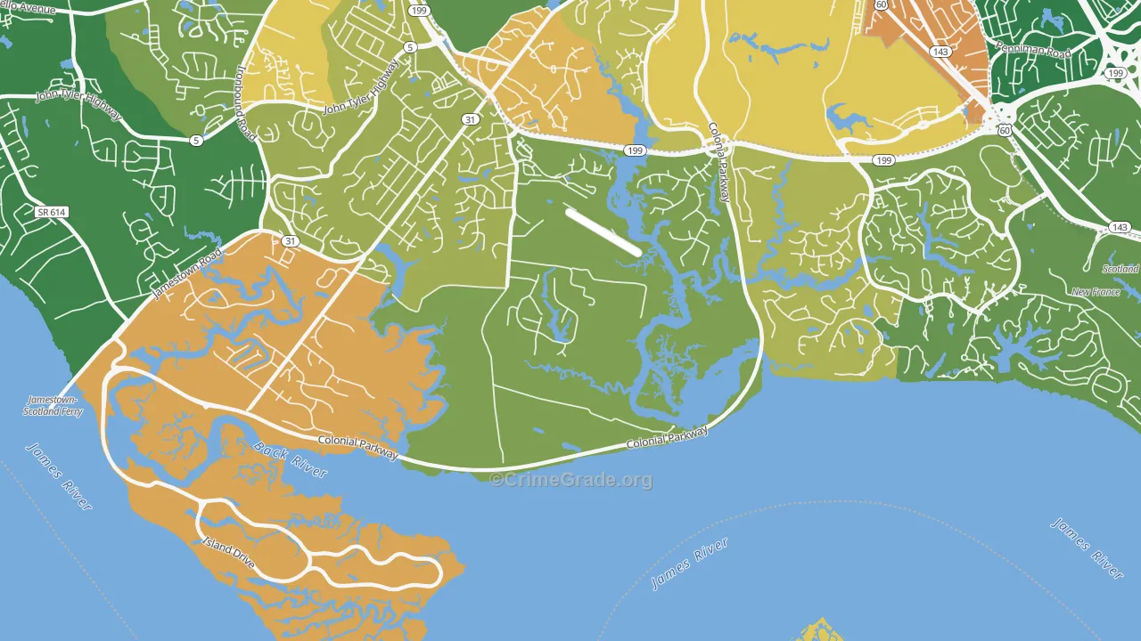 Centerville, VA Map of Robbery Rates