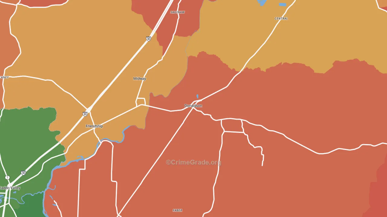 Central, AR Map of Robbery Rates
