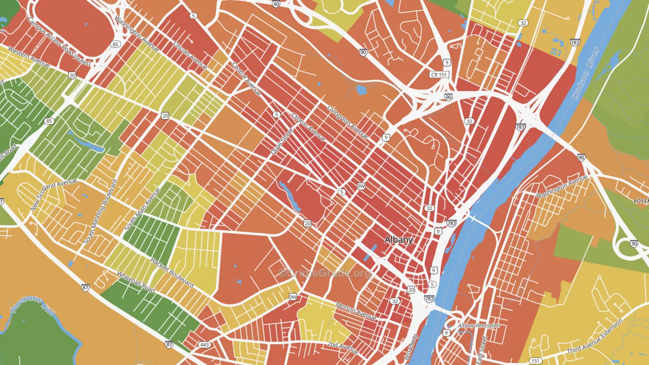 Central Ave, Albany, NY Map of Robbery Rates
