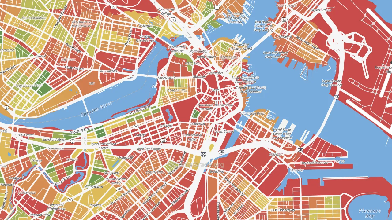 Central, Boston, MA Map of Robbery Rates