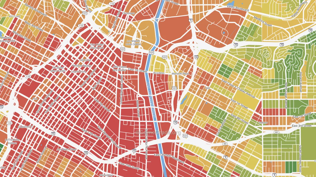 Central City East, Los Angeles, CA Map of Robbery Rates