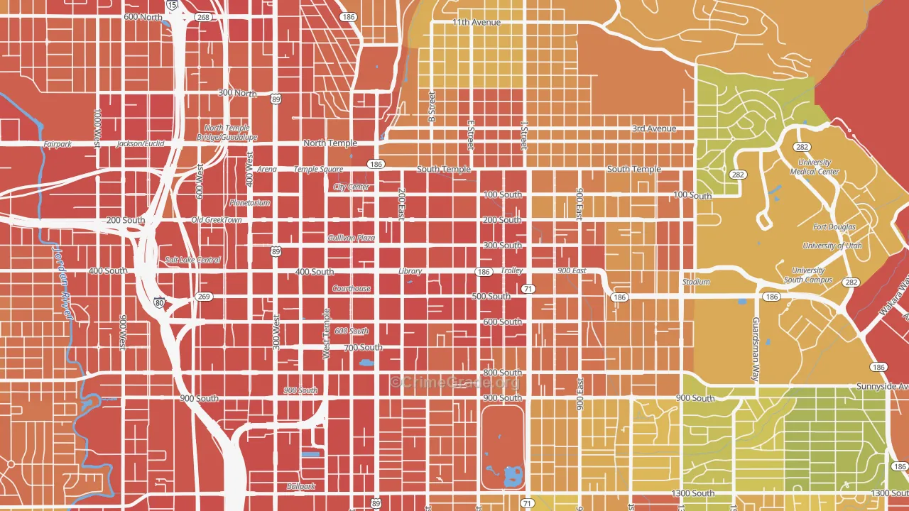Central City, Salt Lake City, UT Map of Robbery Rates