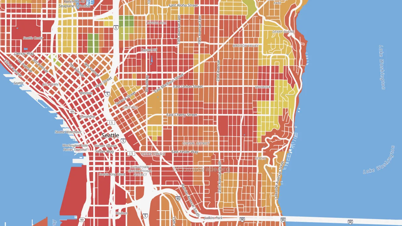 Central District, Seattle, WA Map of Robbery Rates