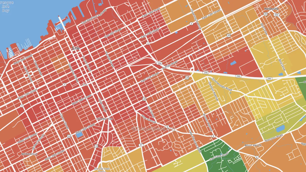 Central Eastside, Erie, PA Map of Robbery Rates