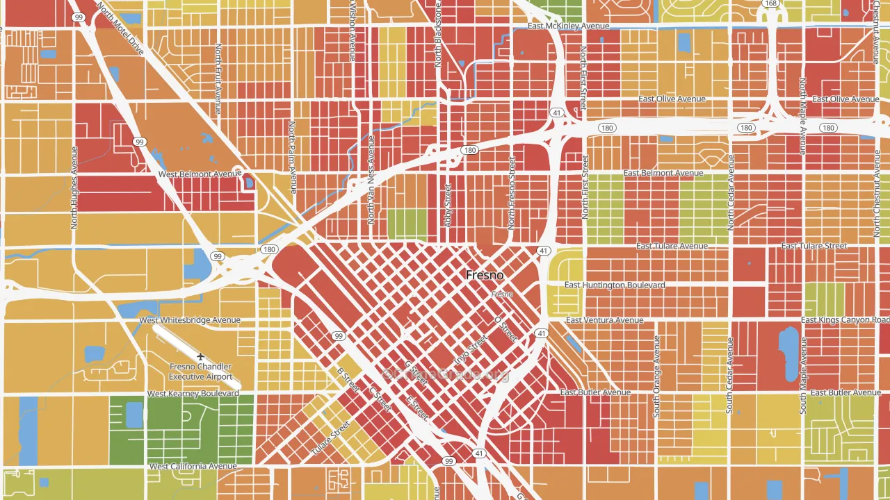 Central, Fresno, CA Map of Robbery Rates
