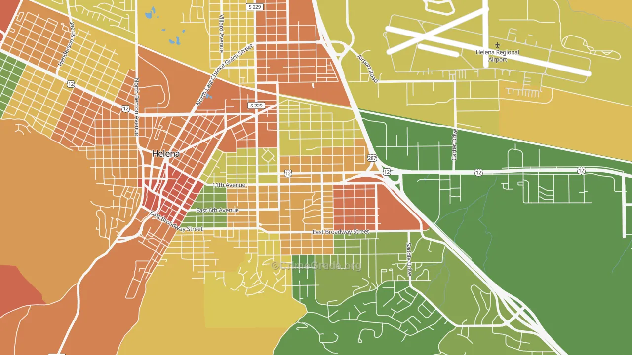 Central, Helena, MT Map of Robbery Rates