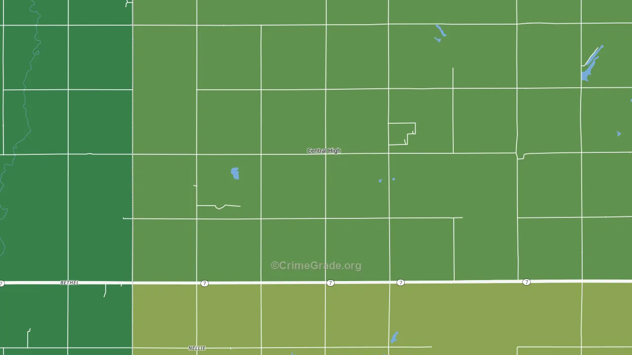 Central High, OK Map of Robbery Rates