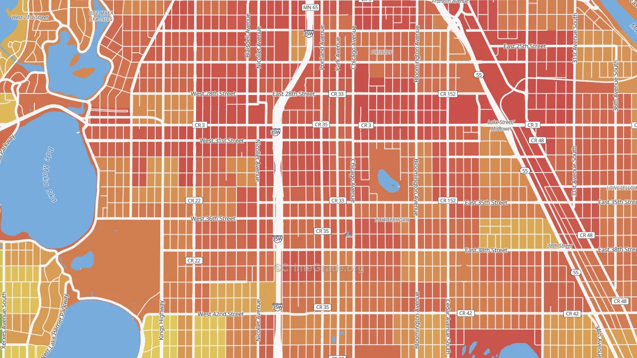 Central, Minneapolis, MN Map of Robbery Rates