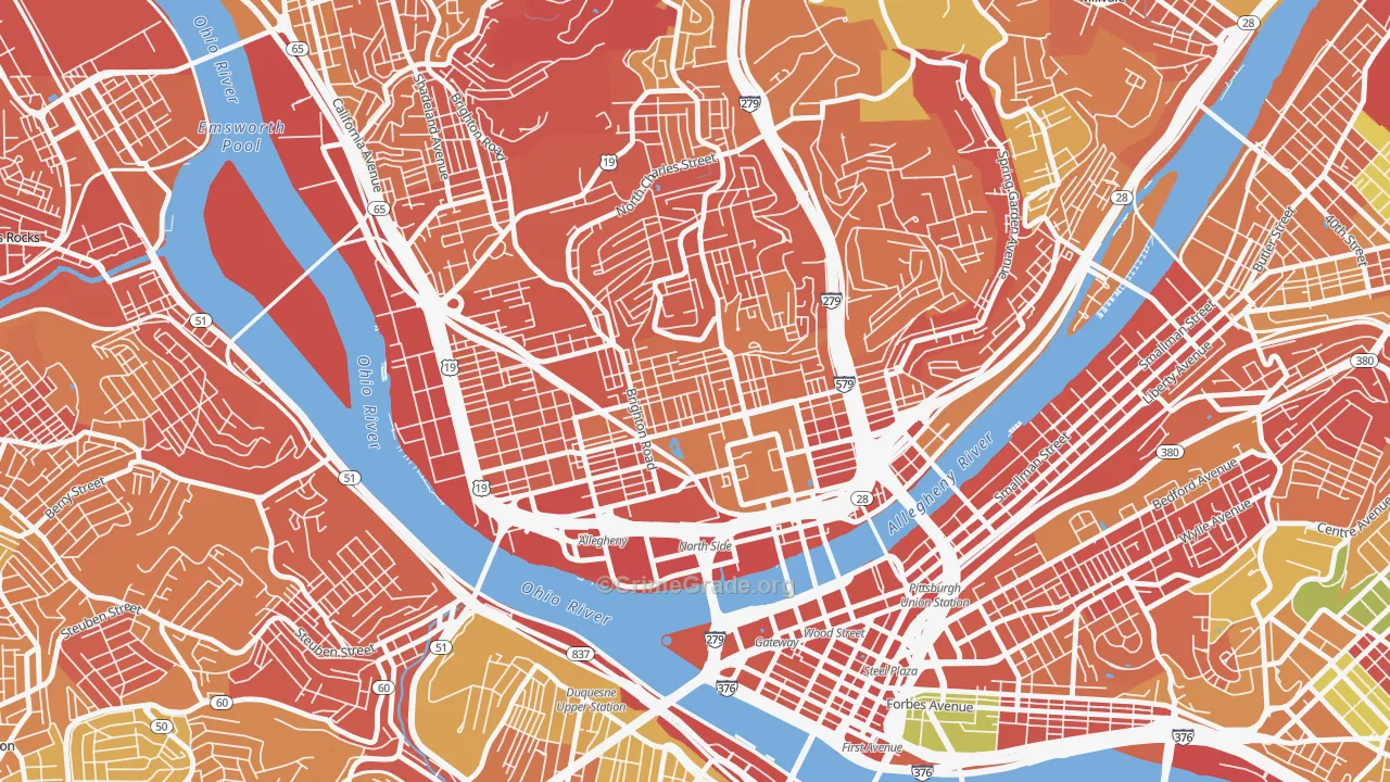 Central Northside, Pittsburgh, PA Map of Robbery Rates