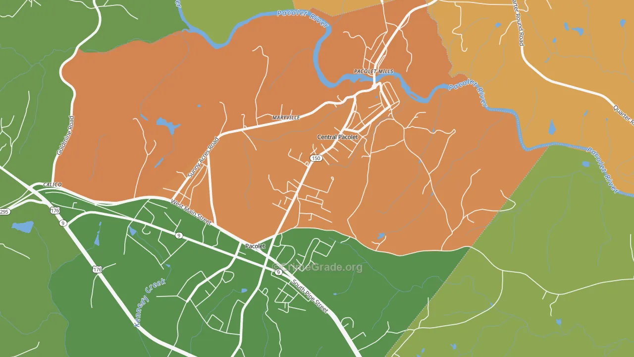 Central Pacolet, SC Map of Robbery Rates