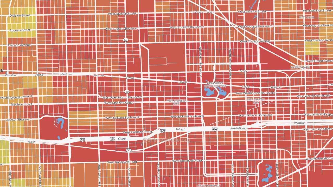 Central Park, Chicago, IL Map of Robbery Rates