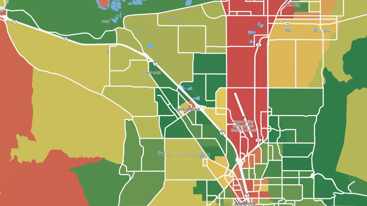 Central Point, OR Map of Robbery Rates