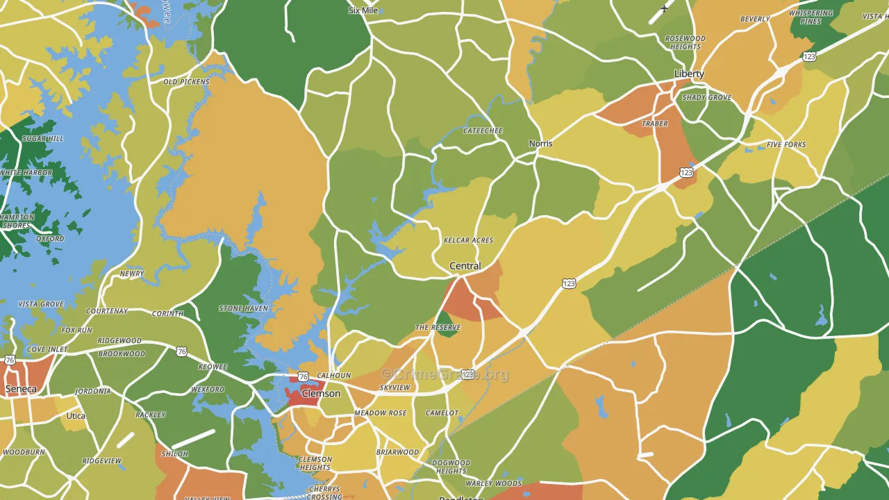 Central, SC Map of Robbery Rates