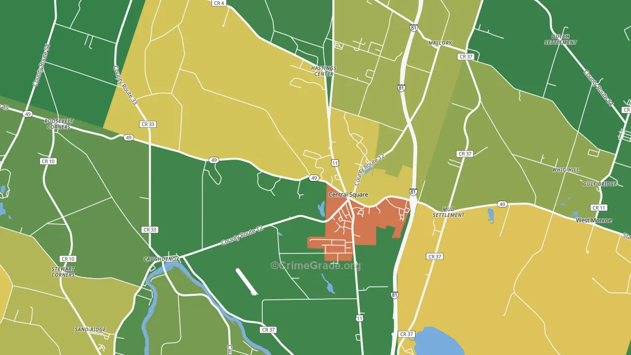 Central Square, NY Map of Robbery Rates