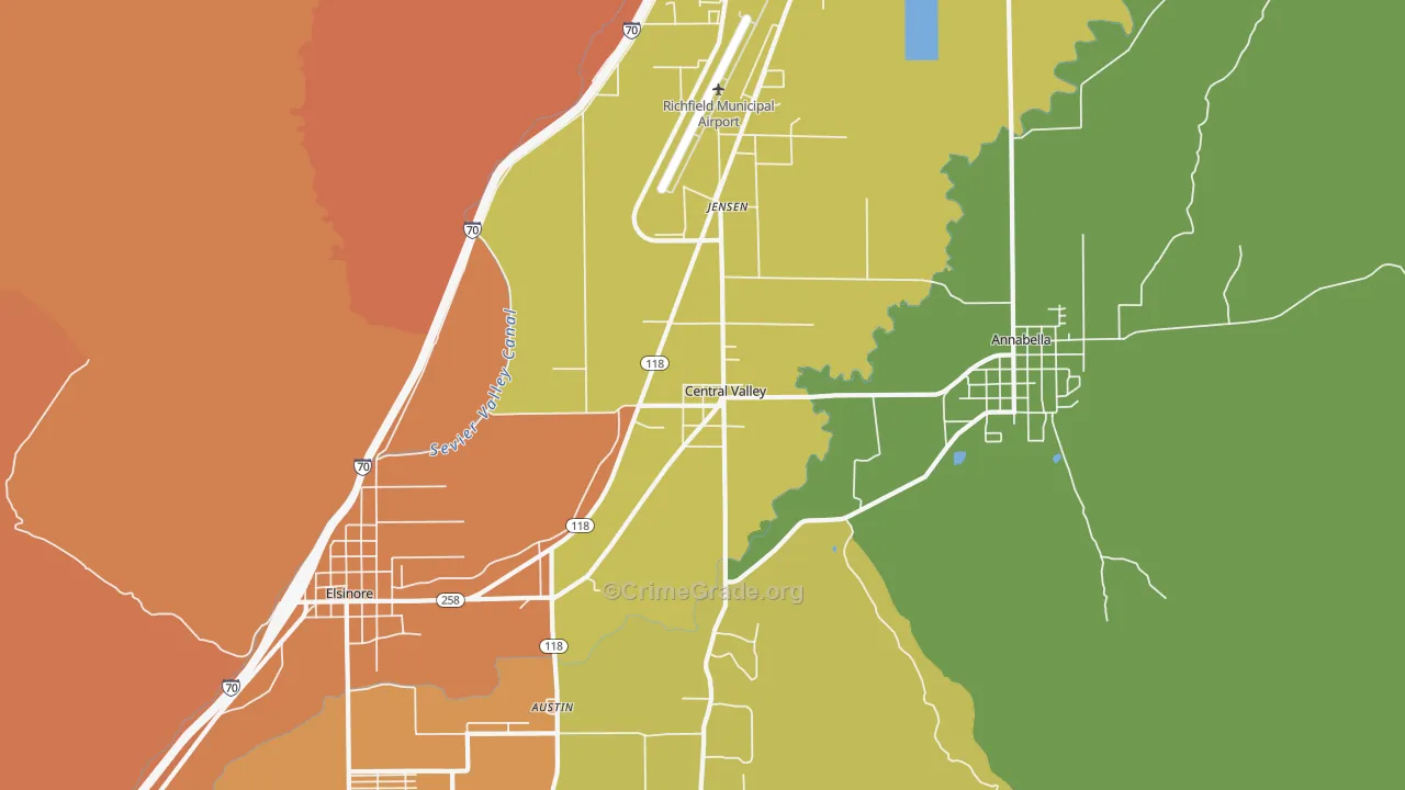 Central Valley, UT Map of Robbery Rates