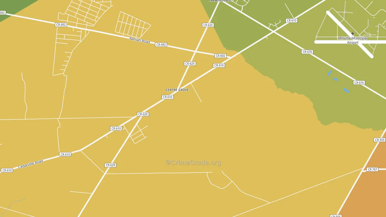 Centre Grove, NJ Map of Robbery Rates