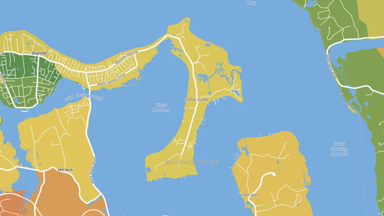 Centre Island, NY Map of Robbery Rates