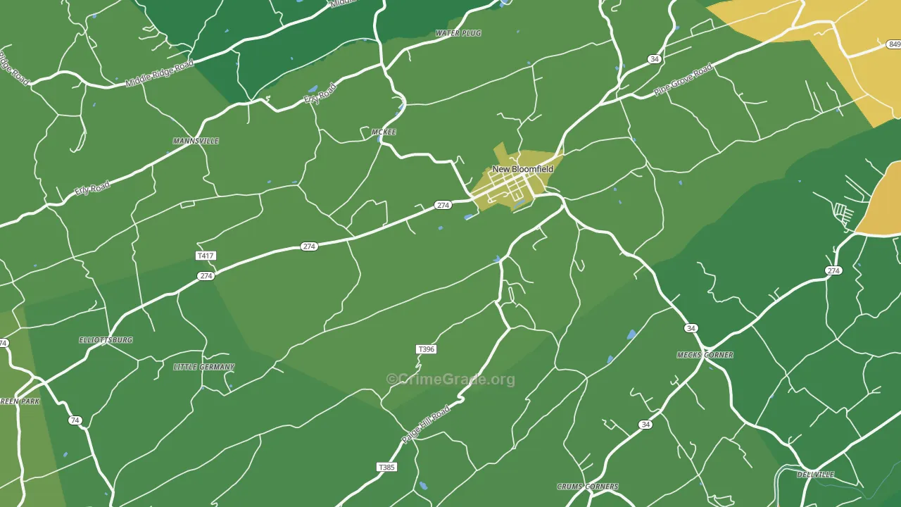 Centre, PA Map of Robbery Rates