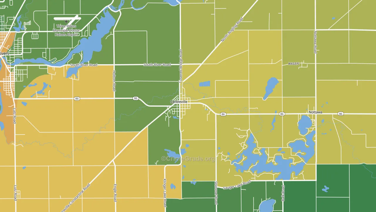 Centreville, MI Map of Robbery Rates