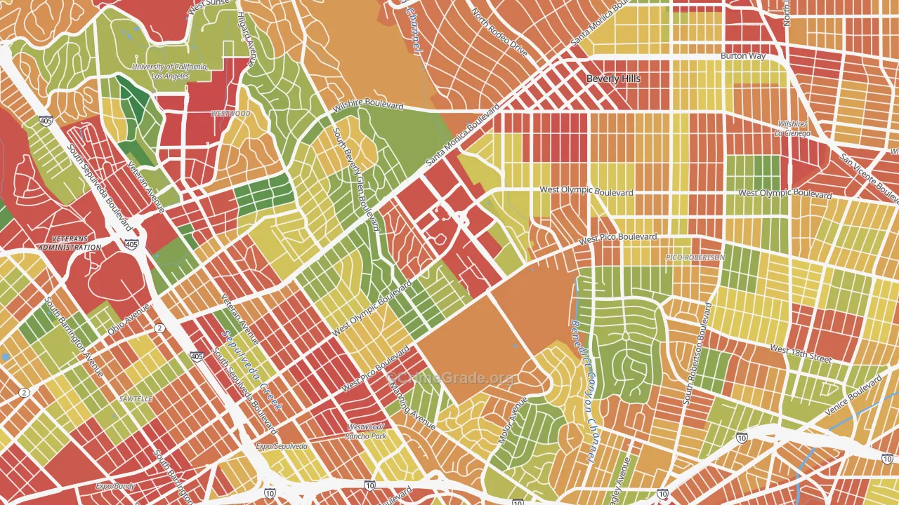 Century City, Los Angeles, CA Map of Robbery Rates