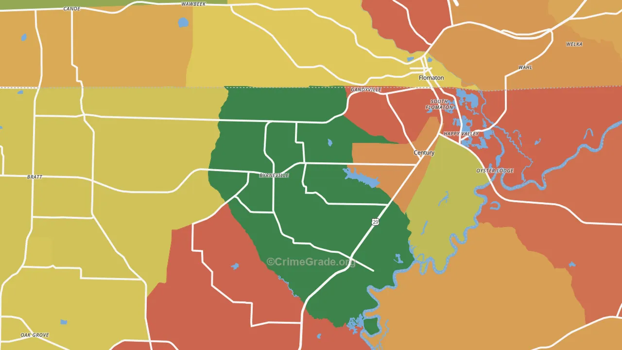 Century, FL Map of Robbery Rates