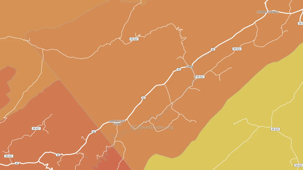Ceres, VA Map of Robbery Rates