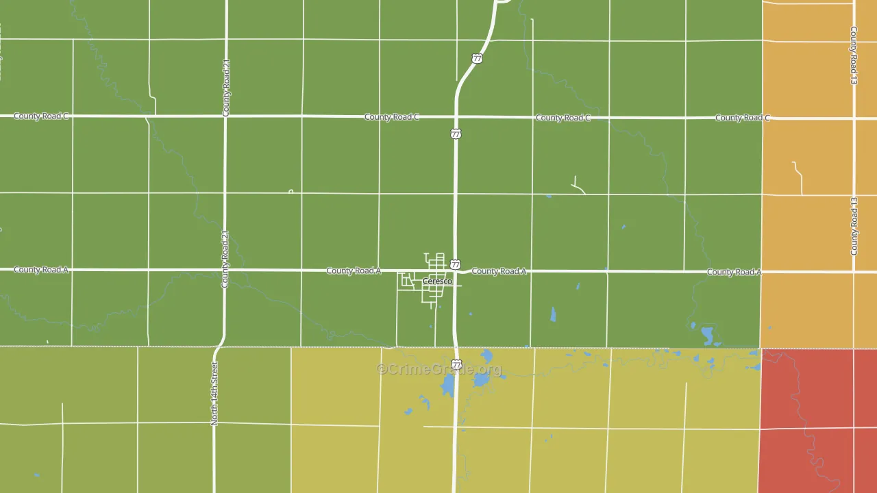 Ceresco, NE Map of Robbery Rates