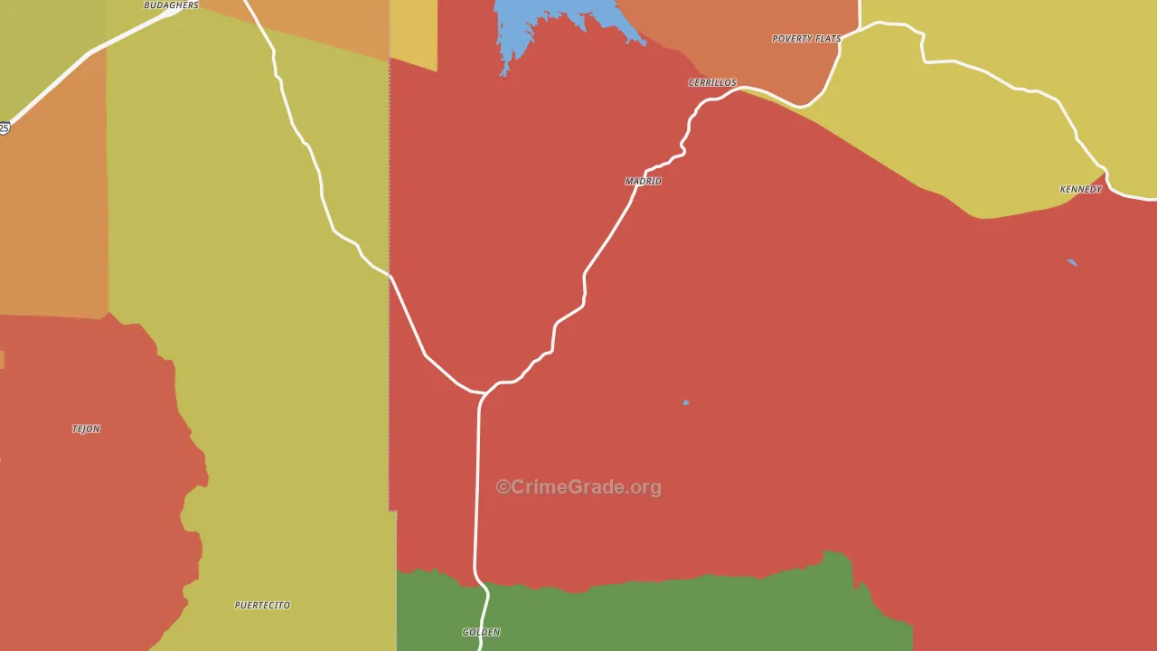Cerrillos, NM Map of Robbery Rates