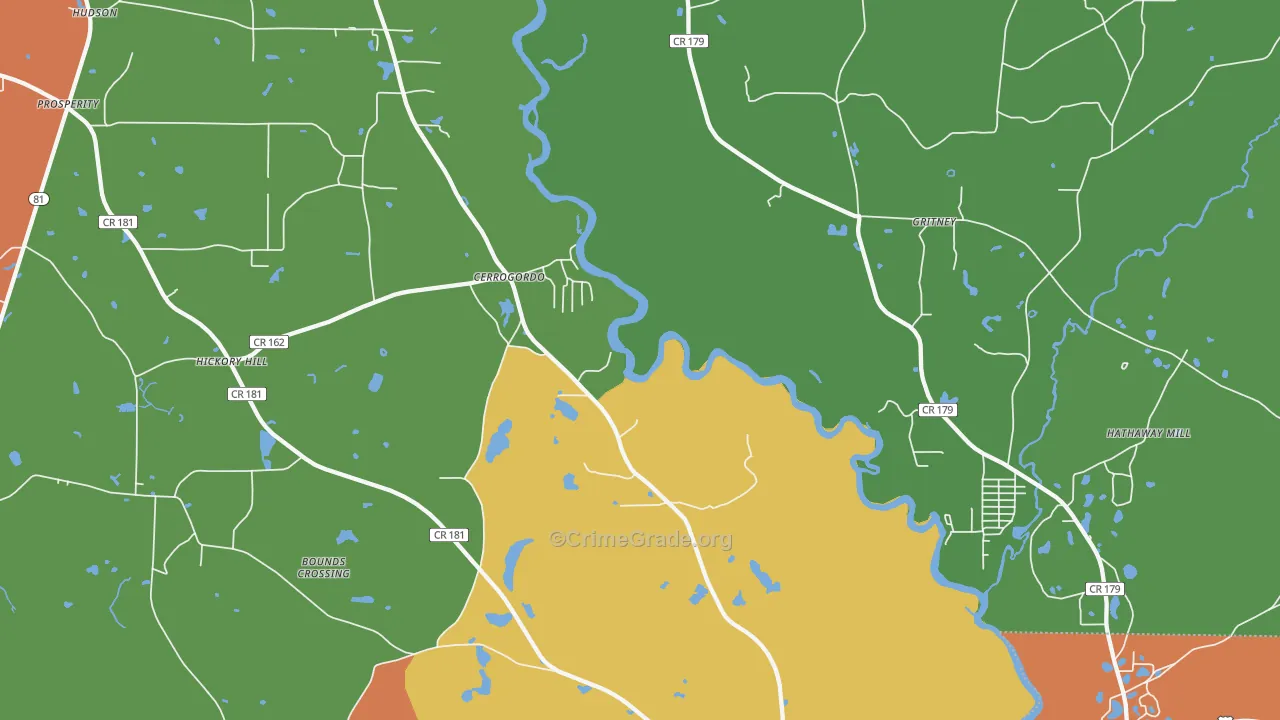 Cerrogordo, FL Map of Robbery Rates