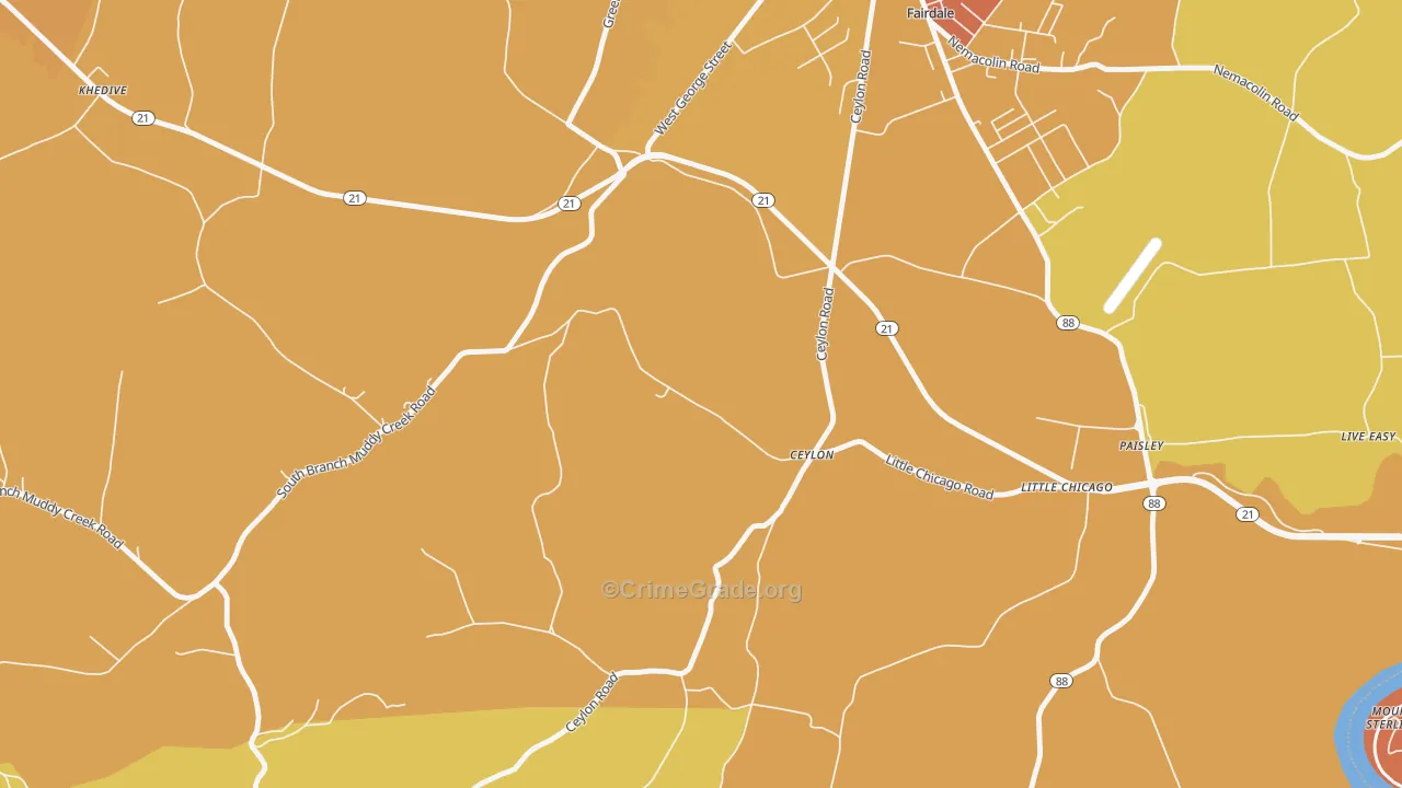 Ceylon, PA Map of Robbery Rates