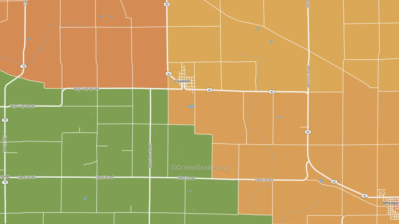 Chadwick, IL Map of Robbery Rates