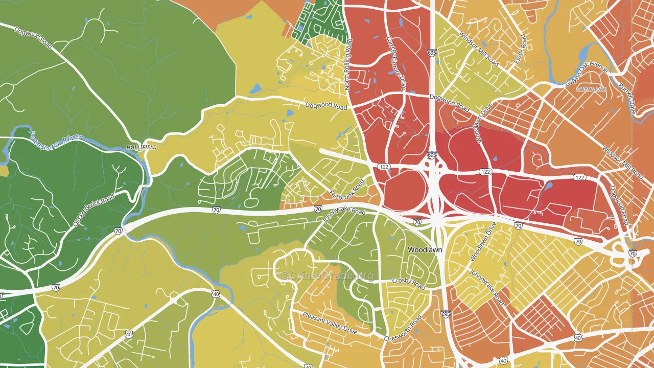 Chadwick Manor, Woodlawn, MD Map of Robbery Rates