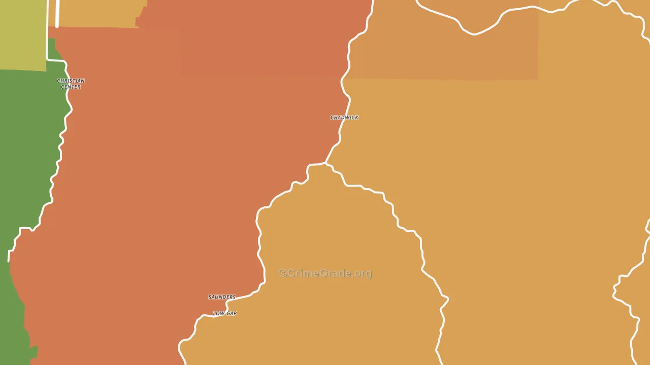Chadwick, MO Map of Robbery Rates