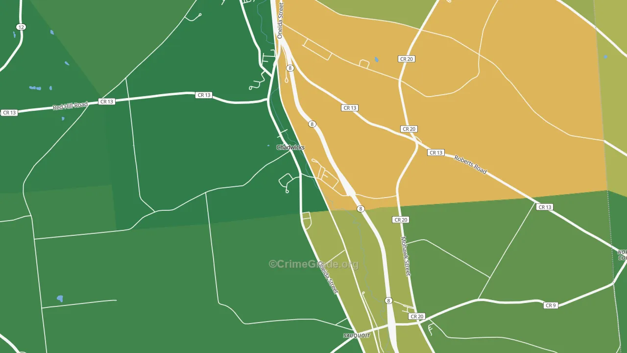 Chadwicks, NY Map of Robbery Rates
