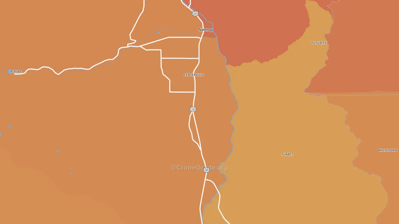 Chaffee County, CO Map of Robbery Rates