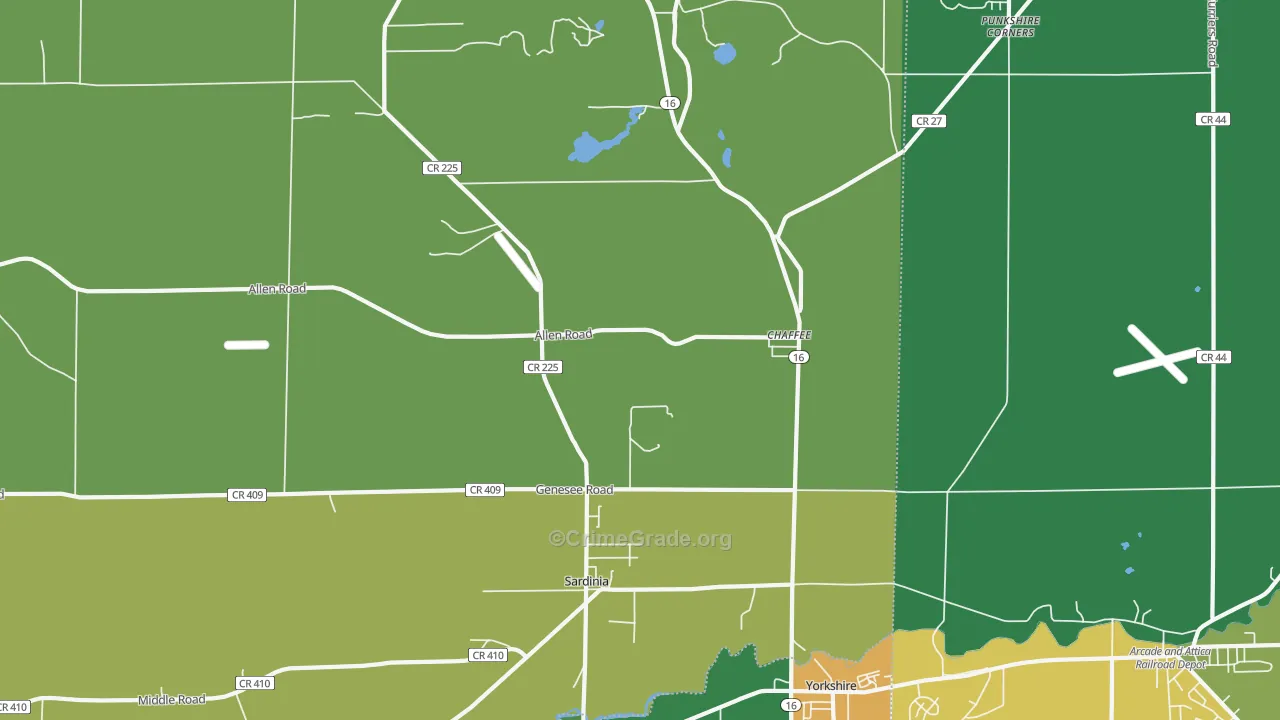 Chaffee, NY Map of Robbery Rates