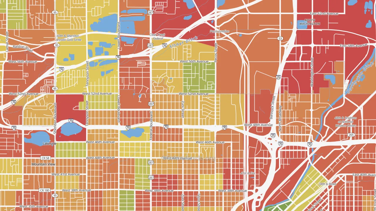 Chaffee Park, Denver, CO Map of Robbery Rates