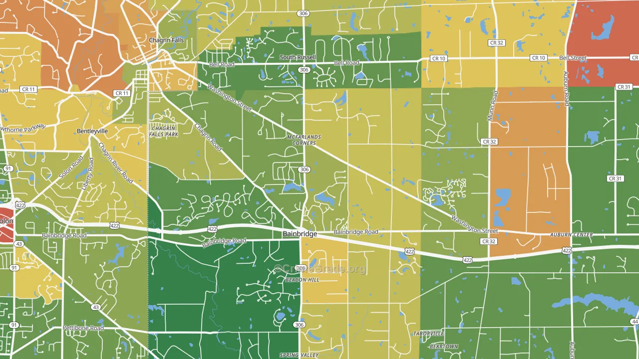 Chagrin Falls, OH Map of Robbery Rates