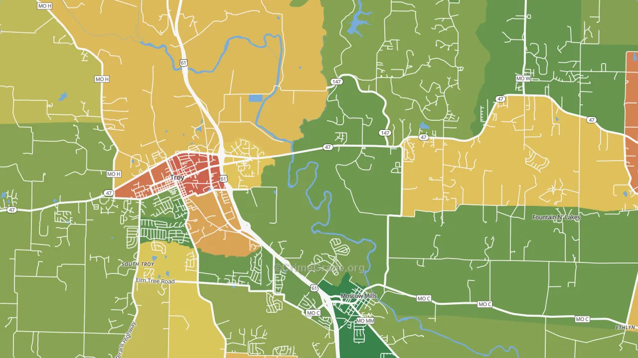 Chain of Rocks, MO Map of Robbery Rates