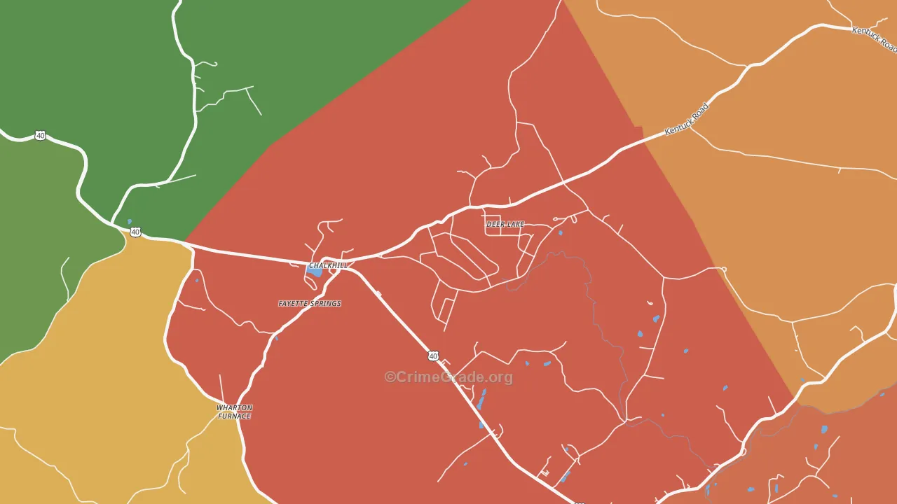 Chalkhill, PA Map of Robbery Rates