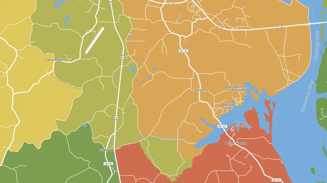 Chalklevel, TN Map of Robbery Rates